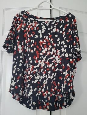 Loft Navy Rayon/Polyester Shirt, Size Large